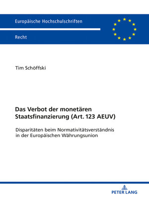 cover image of Das Verbot der monetaeren Staatsfinanzierung  (Art. 123 AEUV )